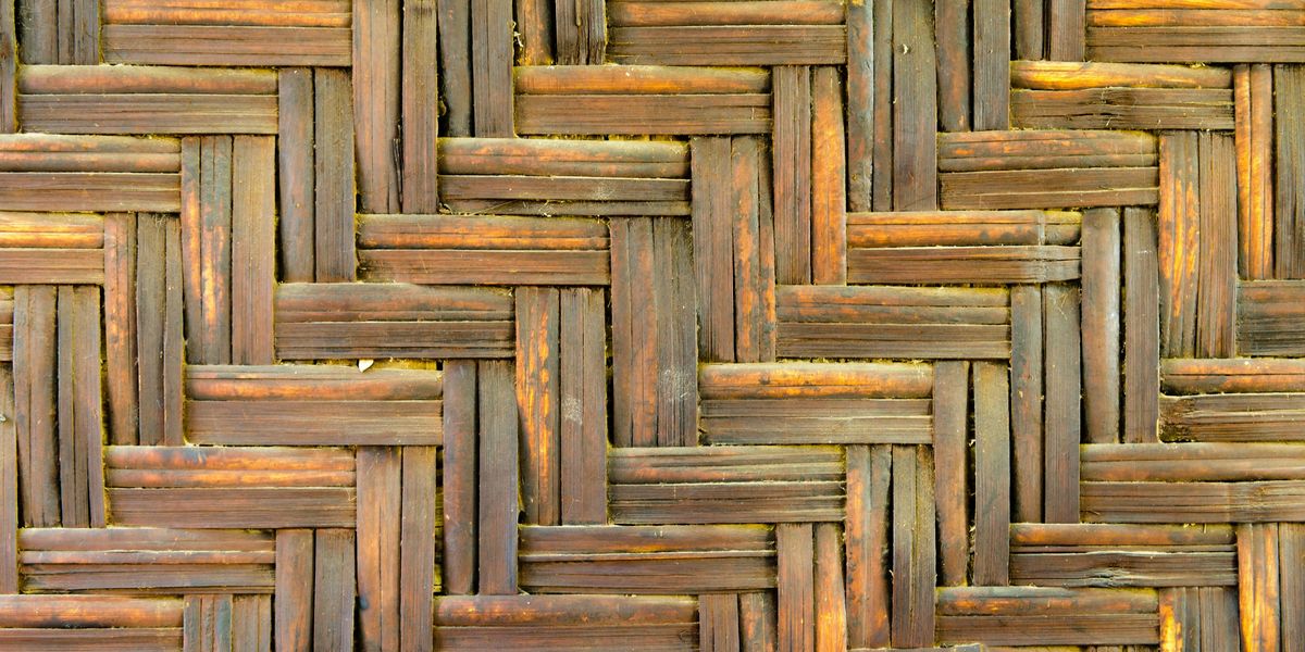 Close-up of woven bamboo strips