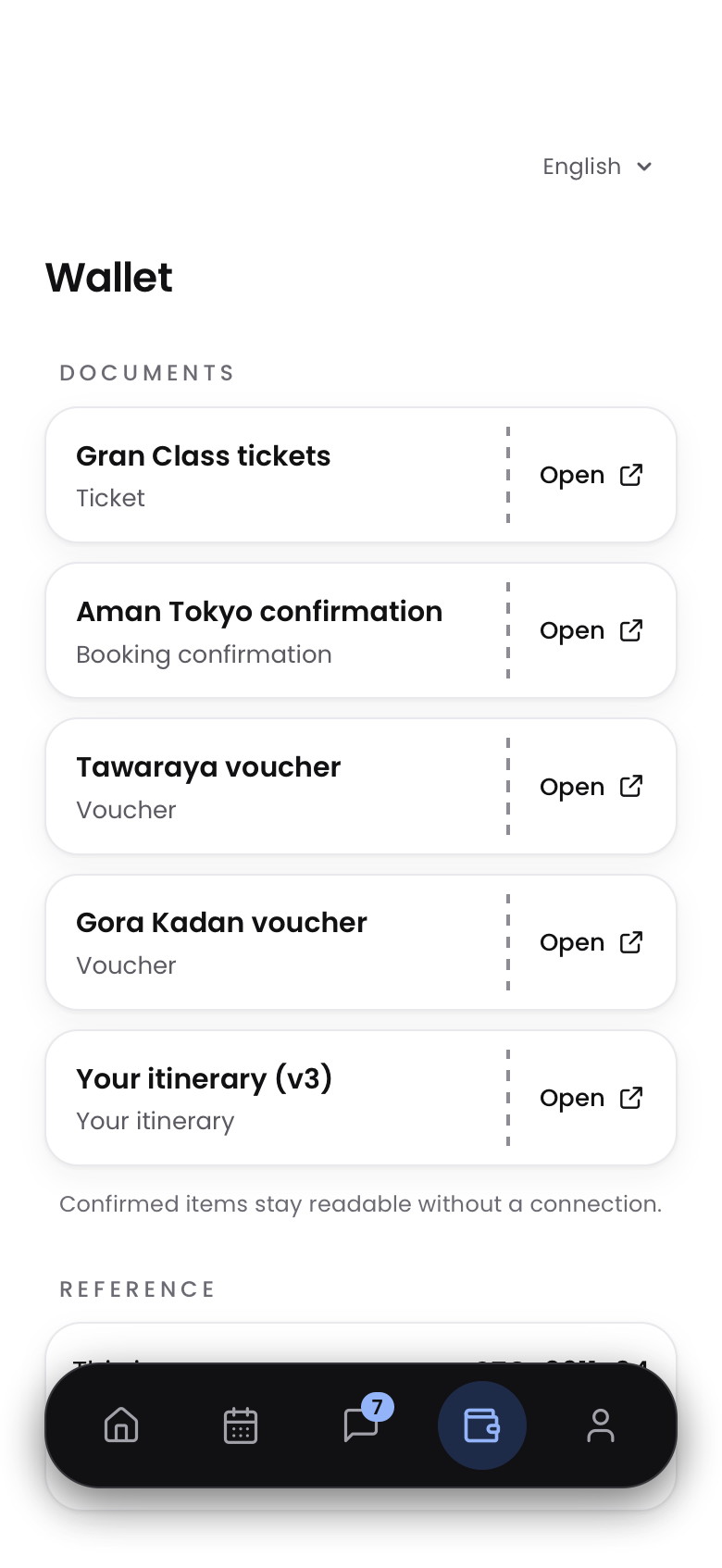 STAYGO Concierge: documents and wallet screen